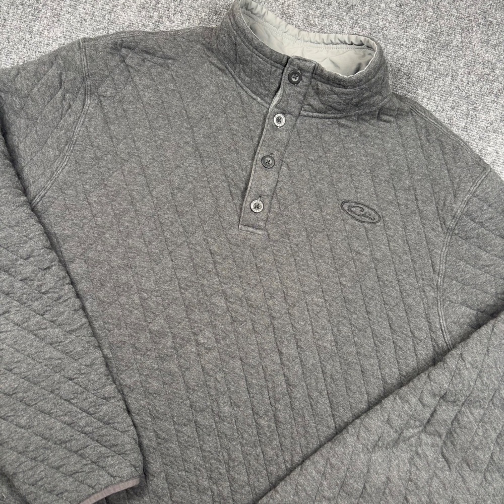 Drake Clothing Company Quilted Pullover Mens 3XL Gray Button Neck DS2060-CAB-6
